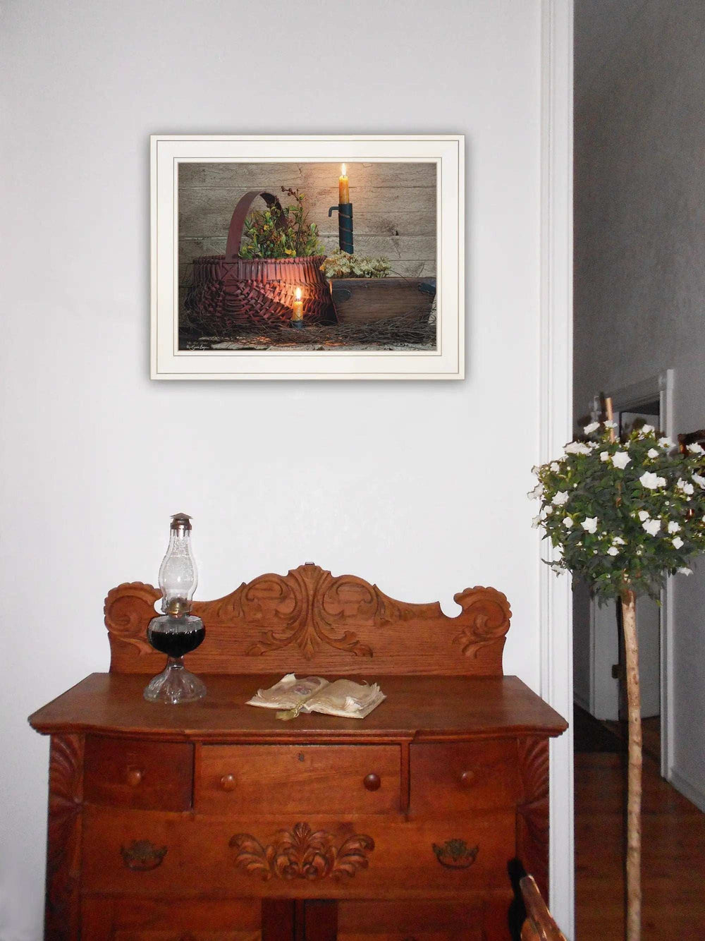 The Red Basket 1 White Framed Print Wall Art - Homeroots - Flyclothing LLC