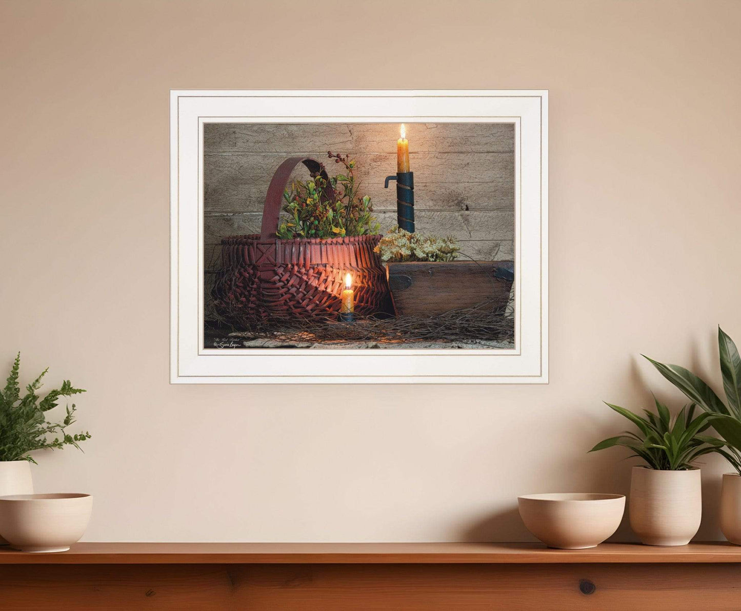 The Red Basket 1 White Framed Print Wall Art - Homeroots - Flyclothing LLC