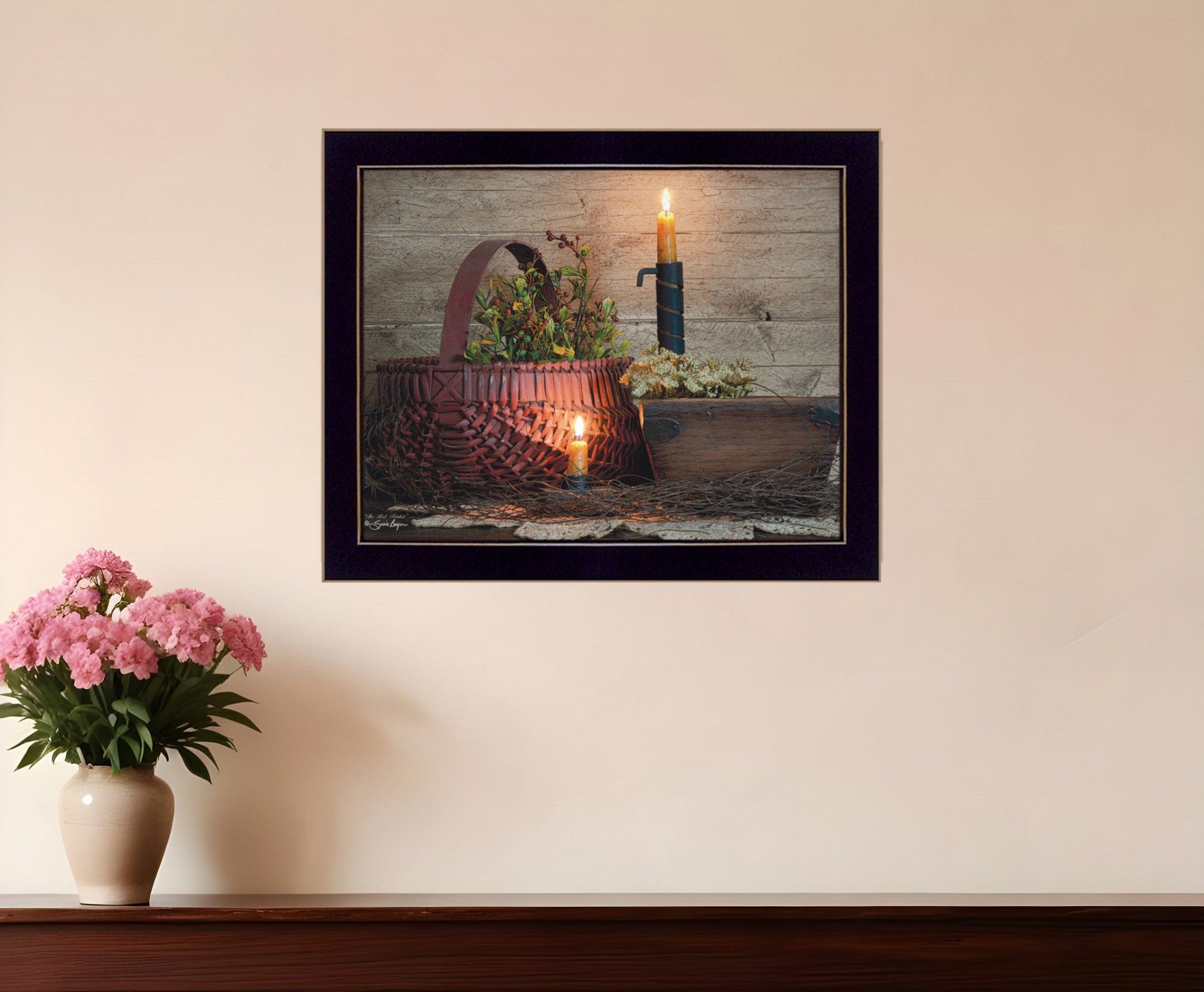 The Red Basket 3 Black Framed Print Wall Art - Homeroots