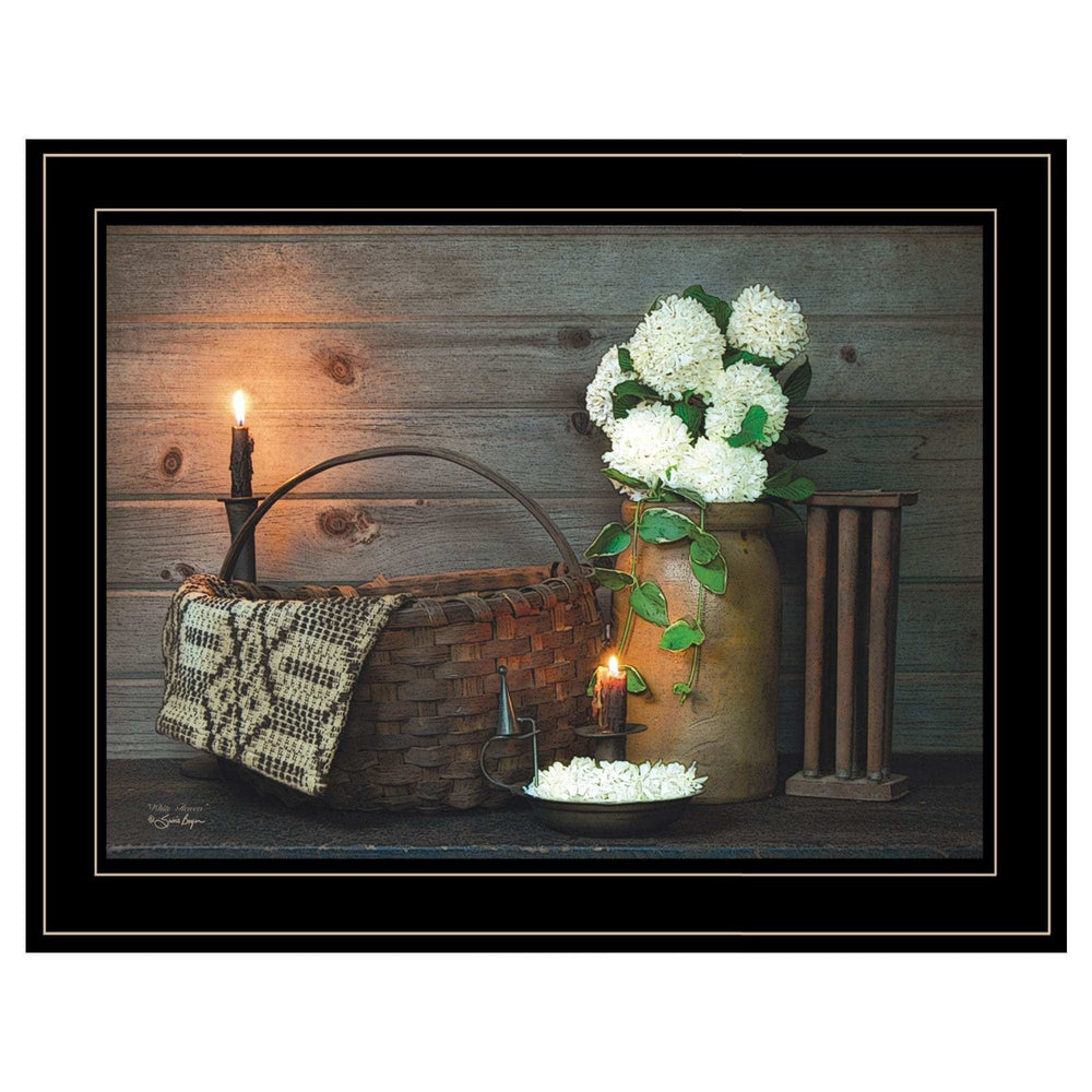 White Flowers 2 Black Framed Print Wall Art - Homeroots - Flyclothing LLC