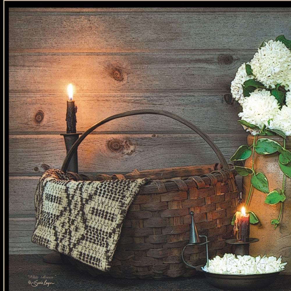 White Flowers 2 Black Framed Print Wall Art - Homeroots - Flyclothing LLC