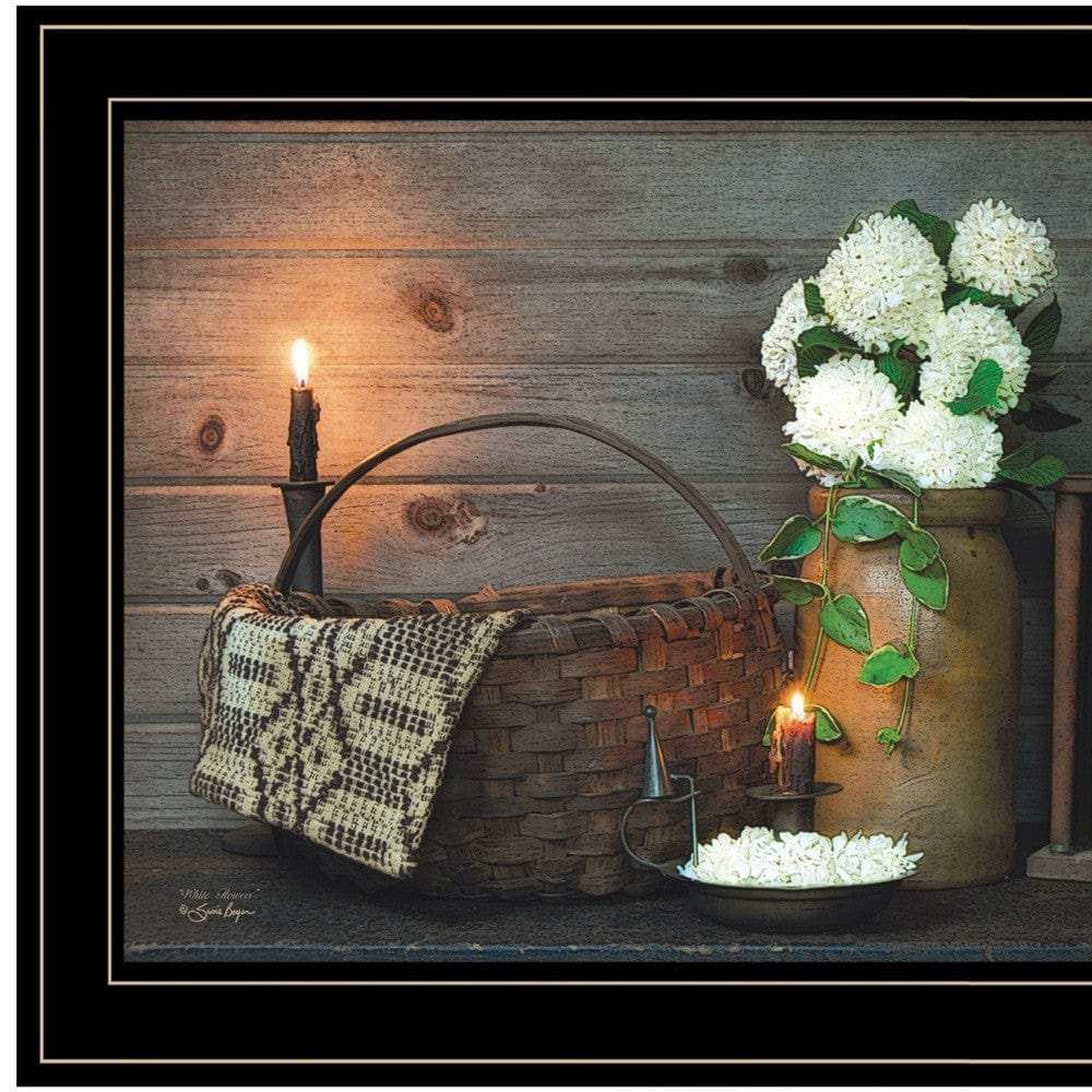 White Flowers 2 Black Framed Print Wall Art - Homeroots - Flyclothing LLC