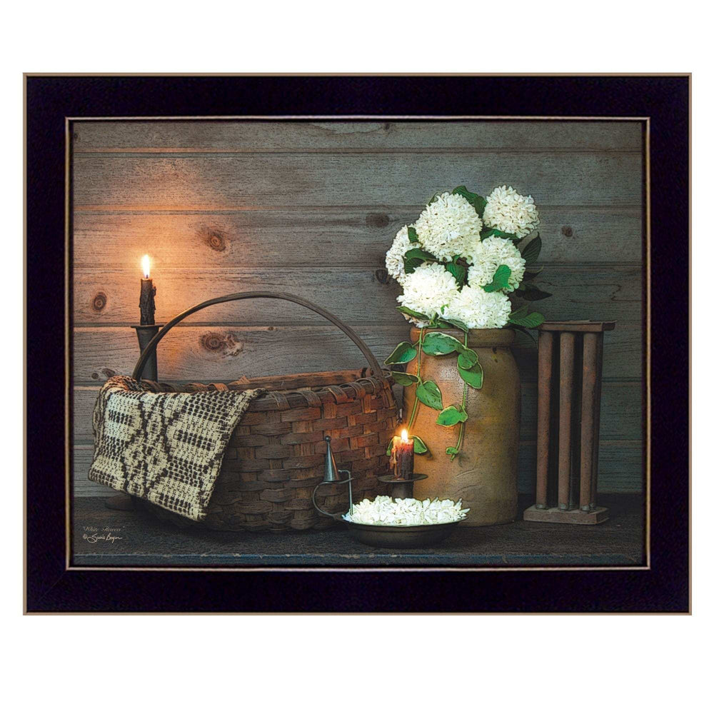 White Flowers 3 Black Framed Print Wall Art - Homeroots - Flyclothing LLC