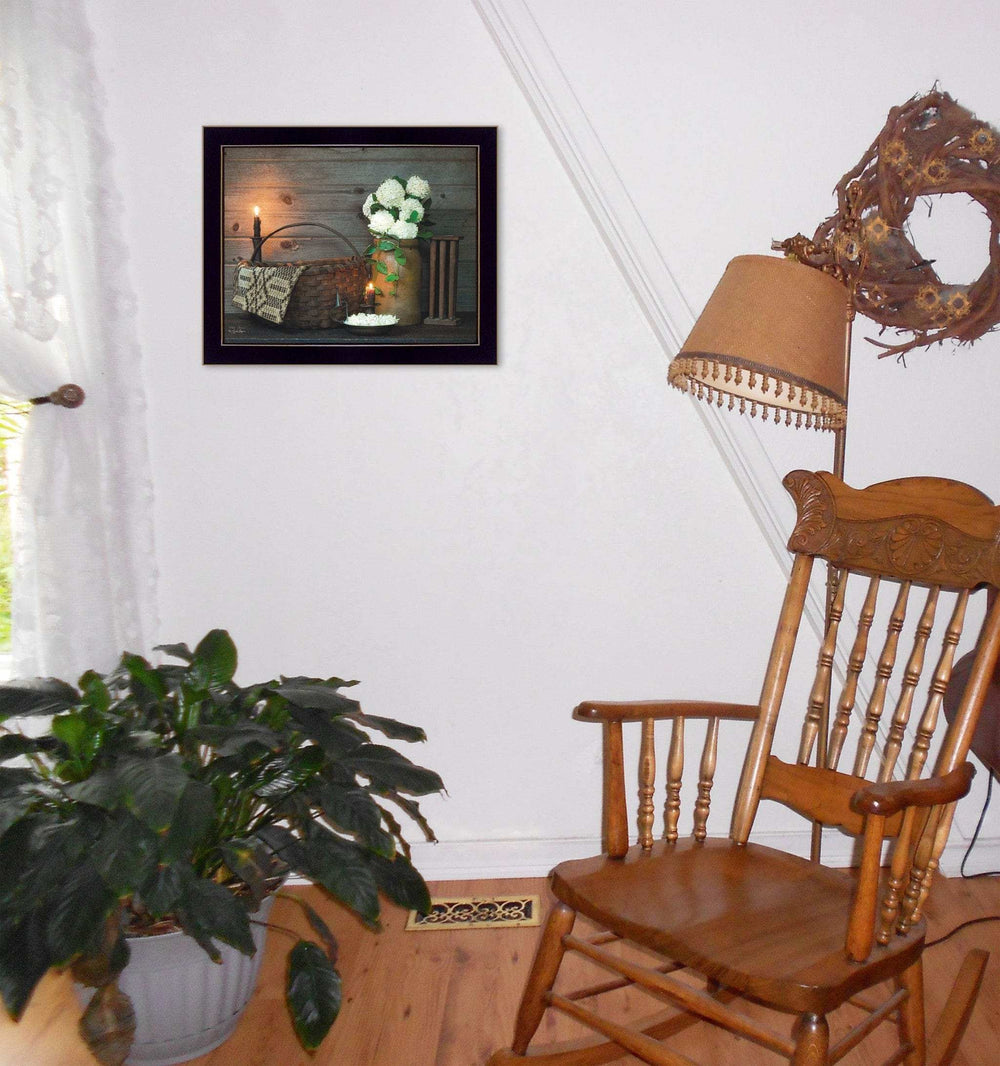 White Flowers 3 Black Framed Print Wall Art - Homeroots - Flyclothing LLC