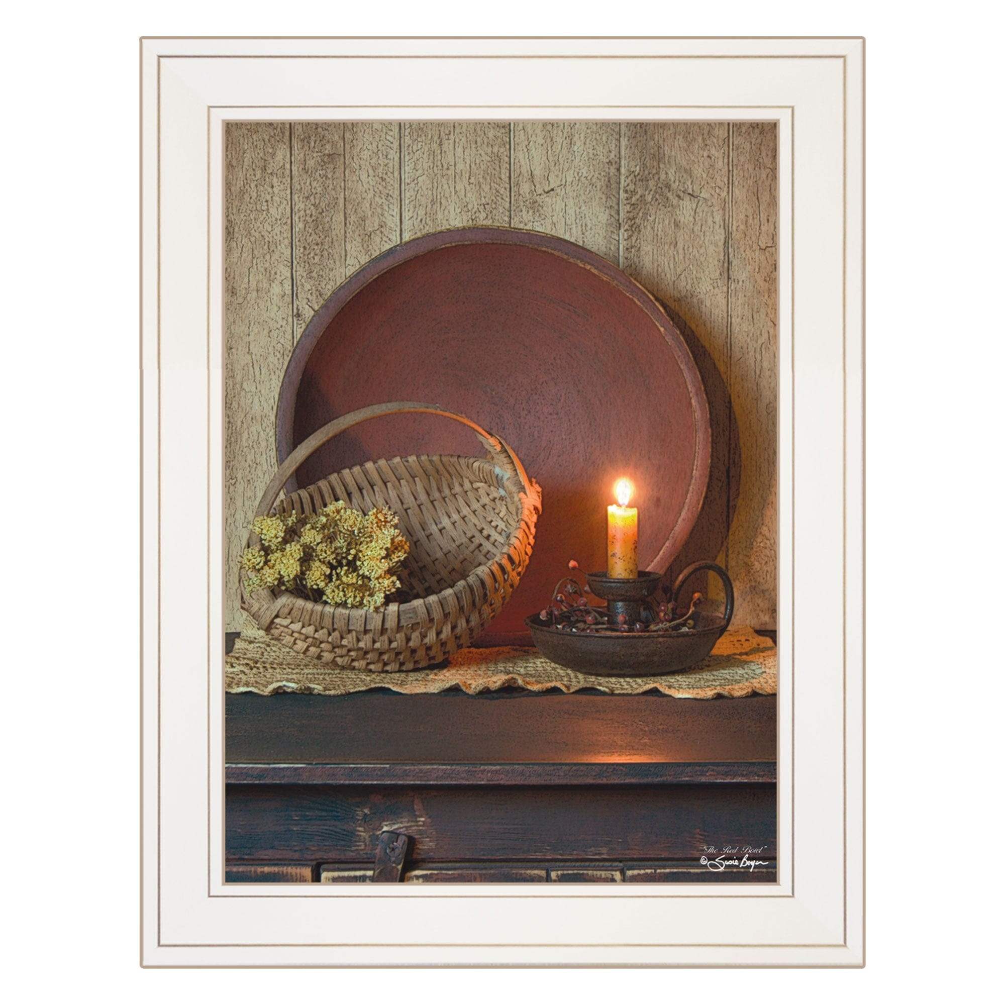 The Red Basket 4 White Framed Print Wall Art - Homeroots - Flyclothing LLC