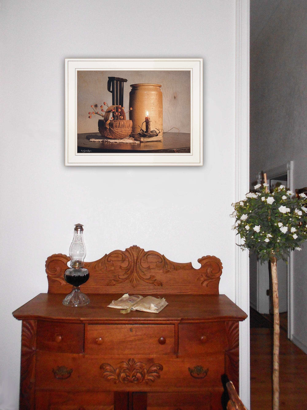 Bittersweet Basket 1 White Framed Print Wall Art - Homeroots - Flyclothing LLC