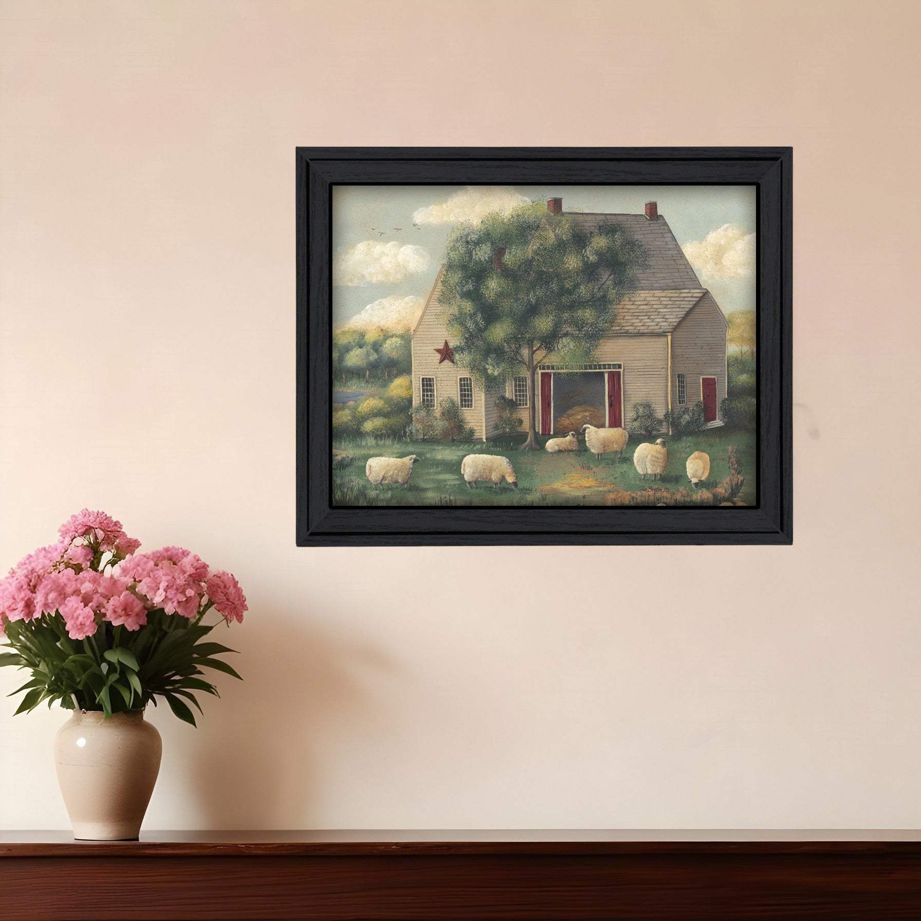 Wooly Sheep Black Framed Print Wall Art - Homeroots - Flyclothing LLC