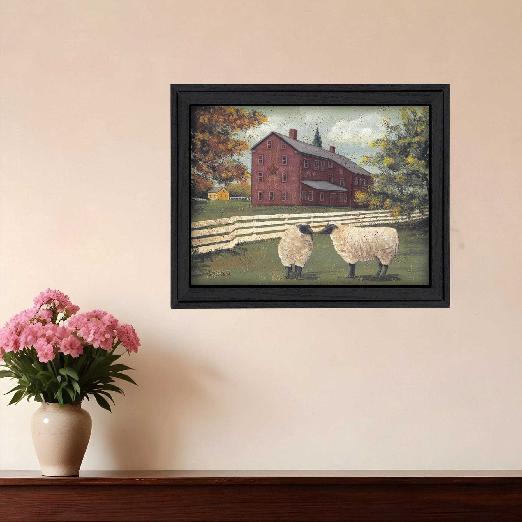 Hancock Sheep 1 Black Framed Print Wall Art - Homeroots