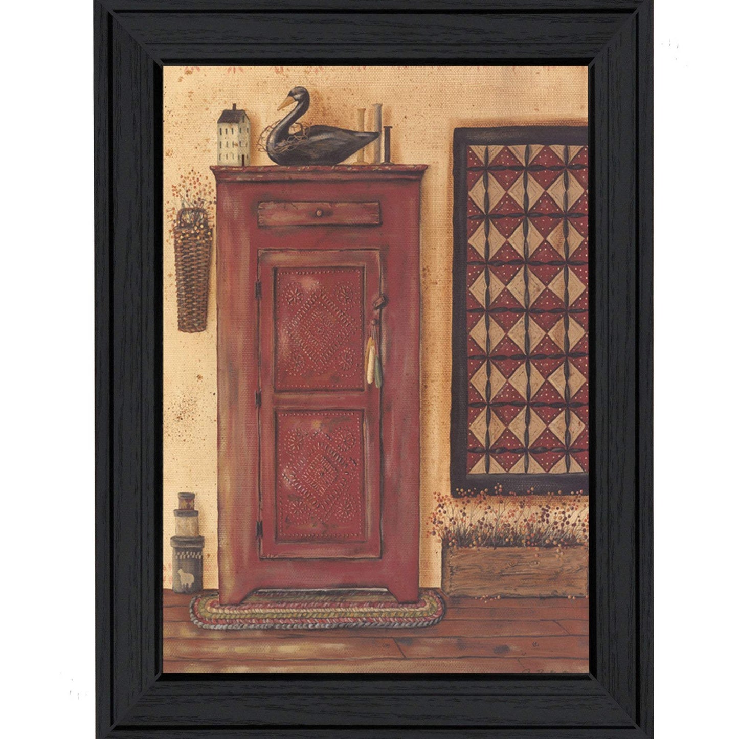Old Red Pie Safe Black Framed Print Wall Art - Homeroots - Flyclothing LLC
