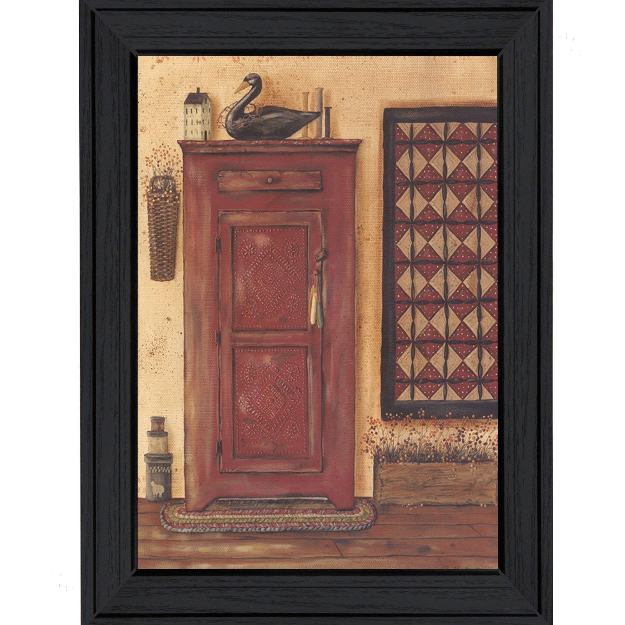 Old Red Pie Safe Black Framed Print Wall Art - Homeroots - Flyclothing LLC