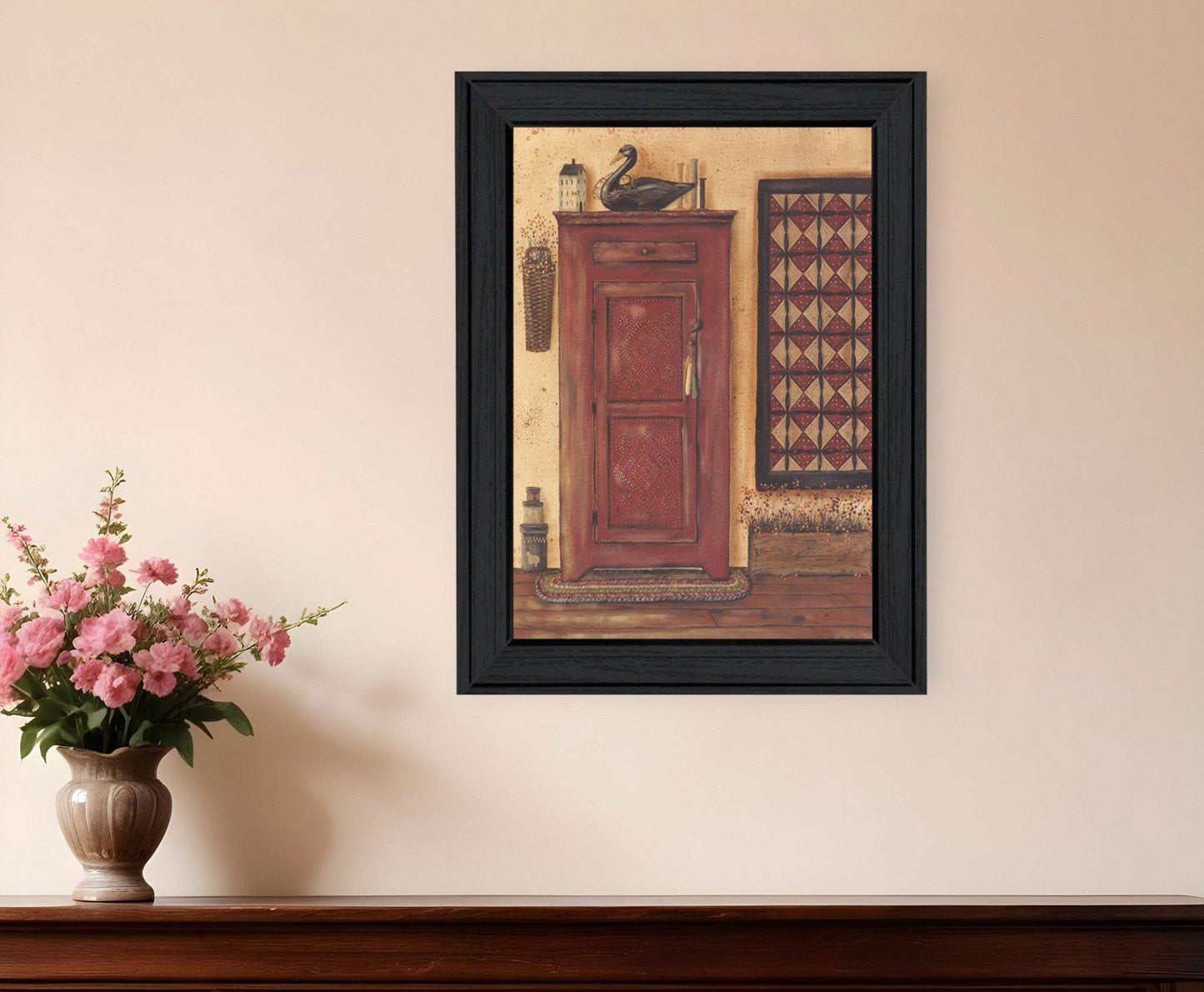 Old Red Pie Safe Black Framed Print Wall Art - Homeroots - Flyclothing LLC