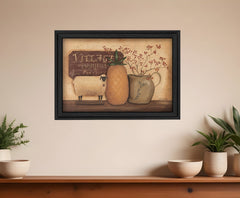 Country Necessities Black Framed Print Bathroom Wall Art - Homeroots