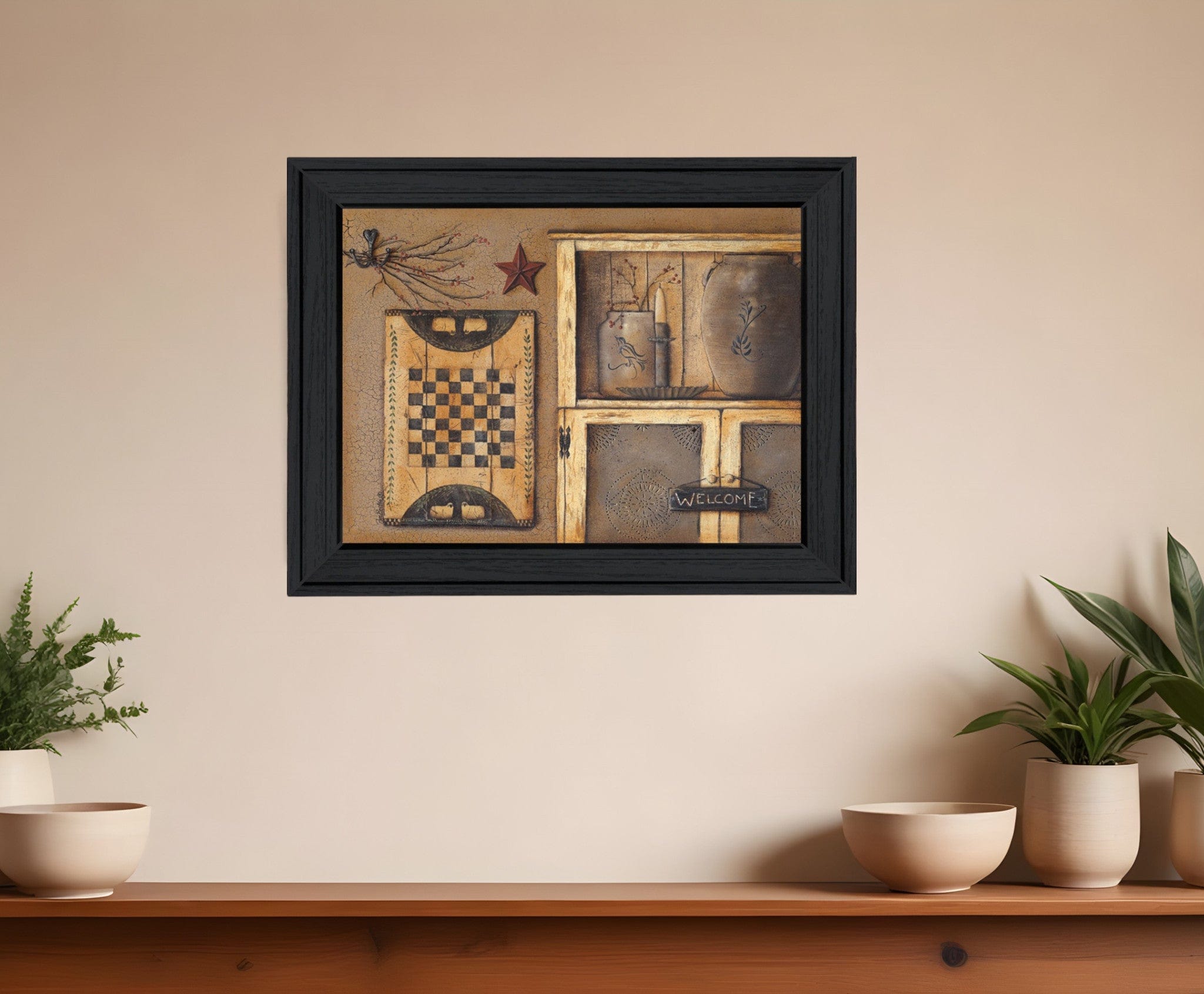 Country Treasures Black Framed Print Wall Art - Homeroots