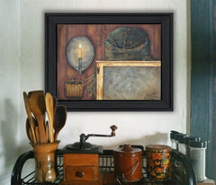 Tin Sconce Black Framed Print Wall Art - Homeroots