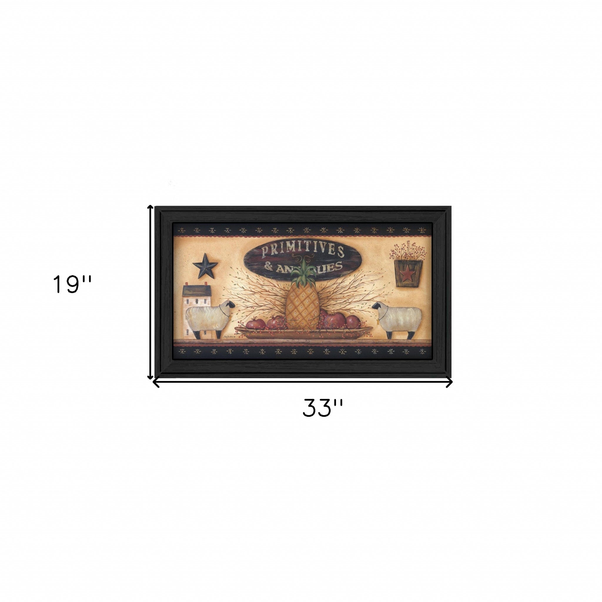 Primitive And Antiques Shelves Black Framed Print Wall Art - Homeroots