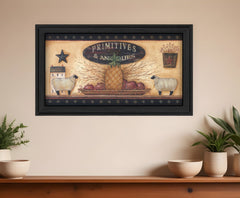 Primitive And Antiques Shelves Black Framed Print Wall Art - Homeroots