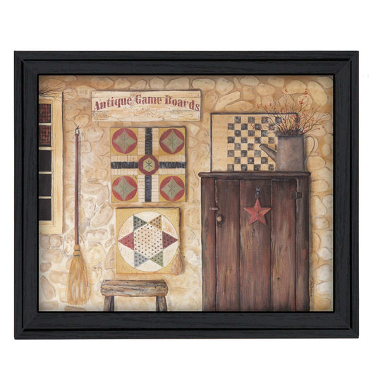Antique Game Boards Black Framed Print Wall Art - Homeroots - Flyclothing LLC