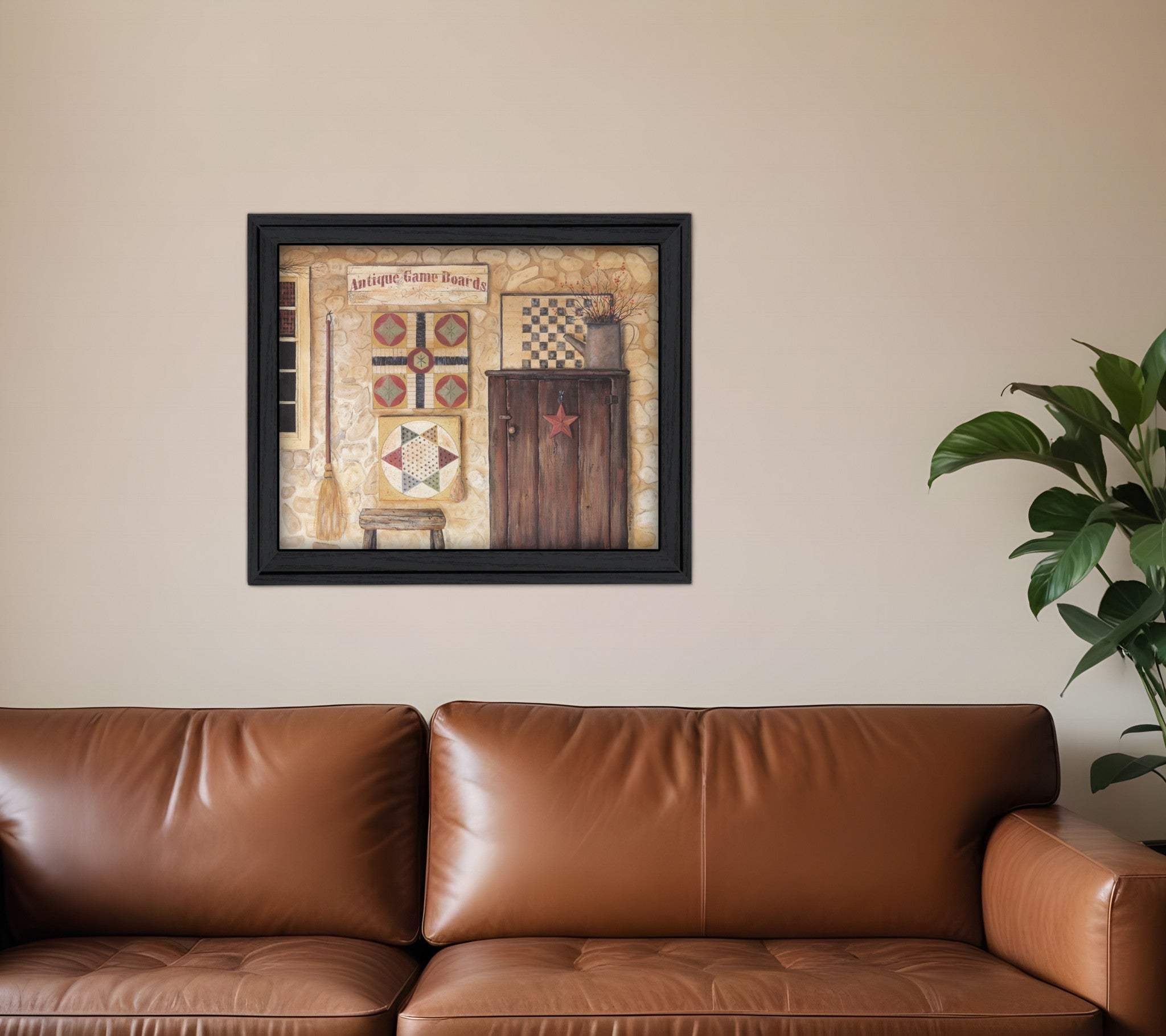 Antique Game Boards Black Framed Print Wall Art - Homeroots - Flyclothing LLC