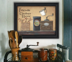 Friends Gather Here Black Framed Print Wall Art - Homeroots