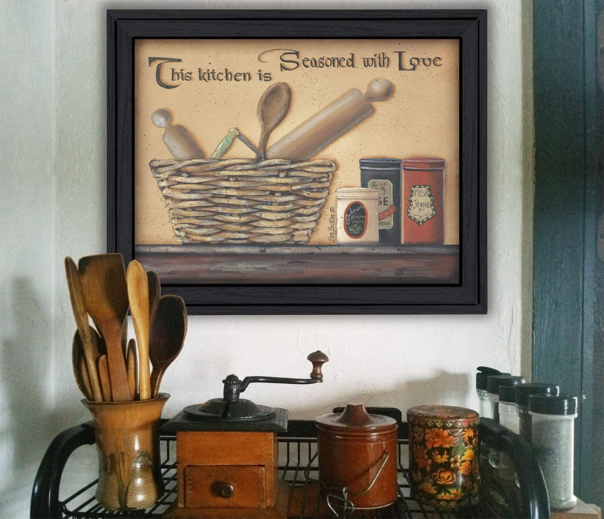 Seasoned with Love Black Framed Print Kitchen Wall Art - Homeroots - Flyclothing LLC
