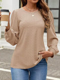 Eyelet Round Neck Long Sleeve Top - Trendsi