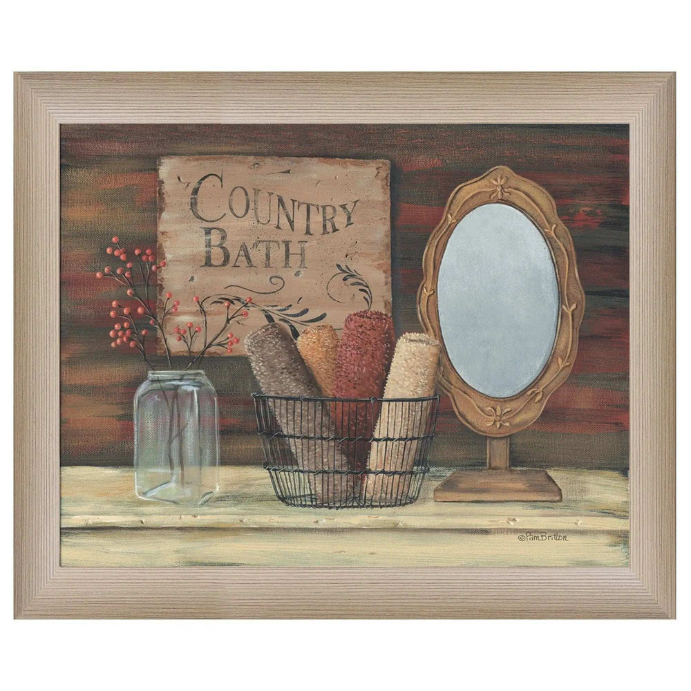 Country Bath 4 Brown Framed Print Bathroom Wall Art - Homeroots - Flyclothing LLC