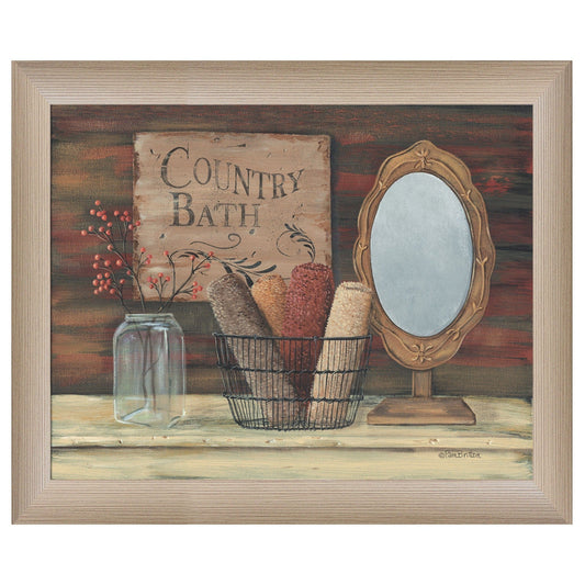 Country Bath 4 Brown Framed Print Bathroom Wall Art - Homeroots