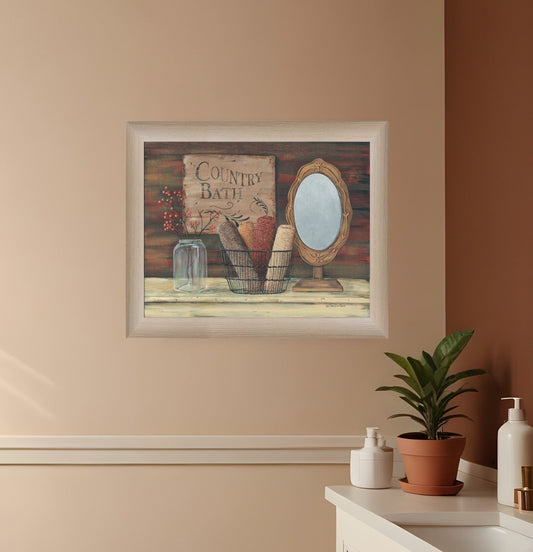 Country Bath 4 Brown Framed Print Bathroom Wall Art - Homeroots