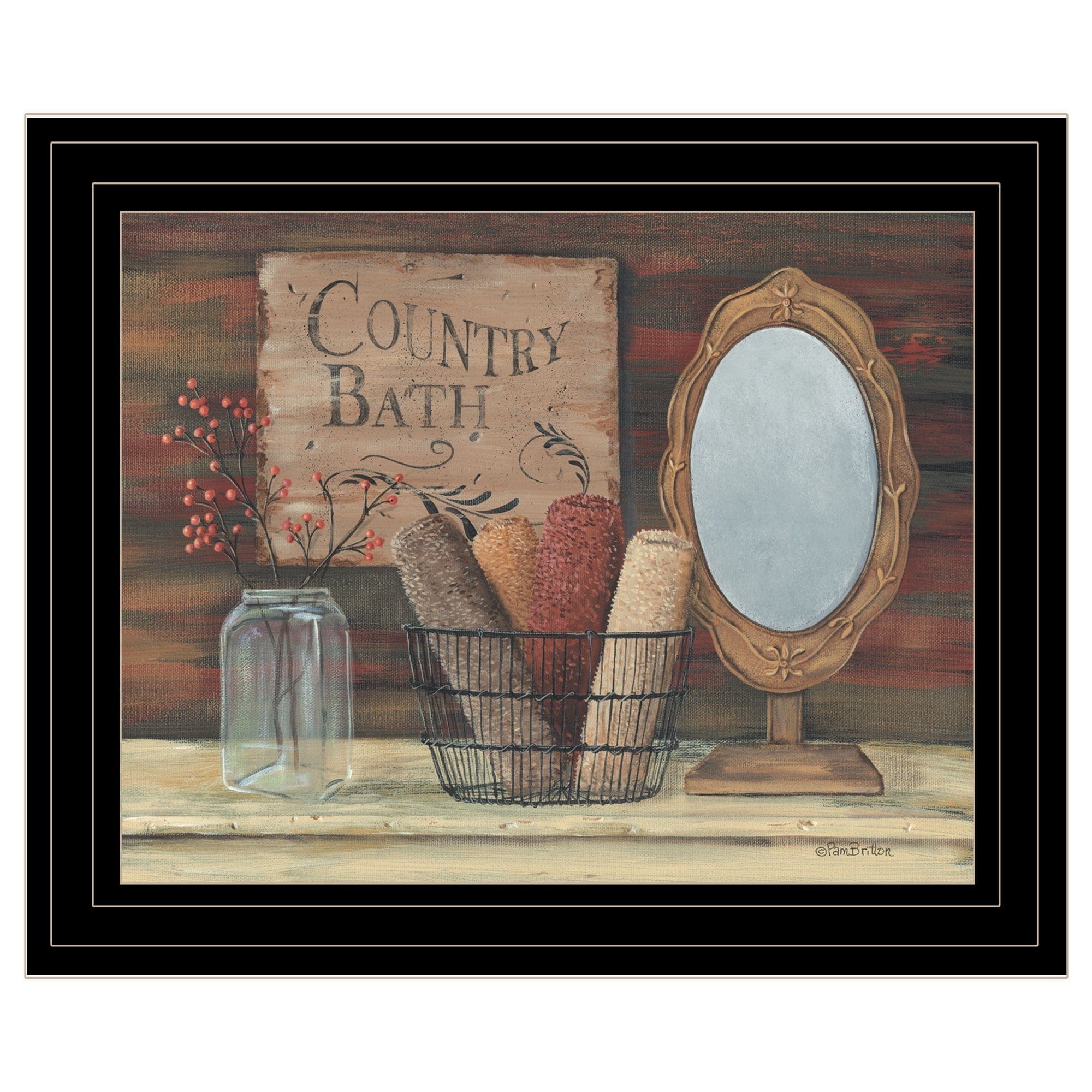 Country Bath 5 Black Framed Print Bathroom Wall Art - Homeroots