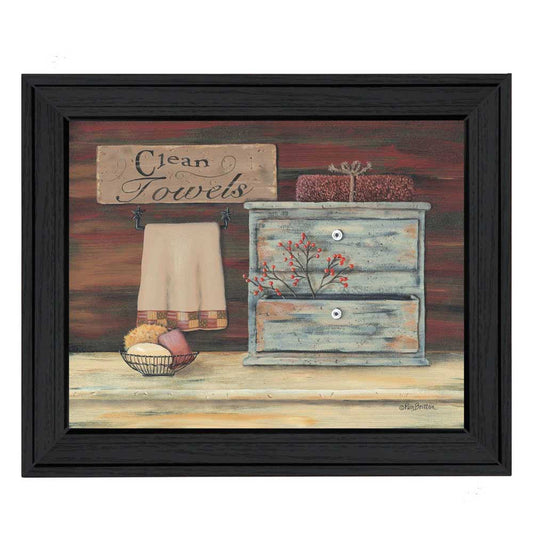 Clean Towels 1 Black Framed Print Bathroom Wall Art - Homeroots - Flyclothing LLC
