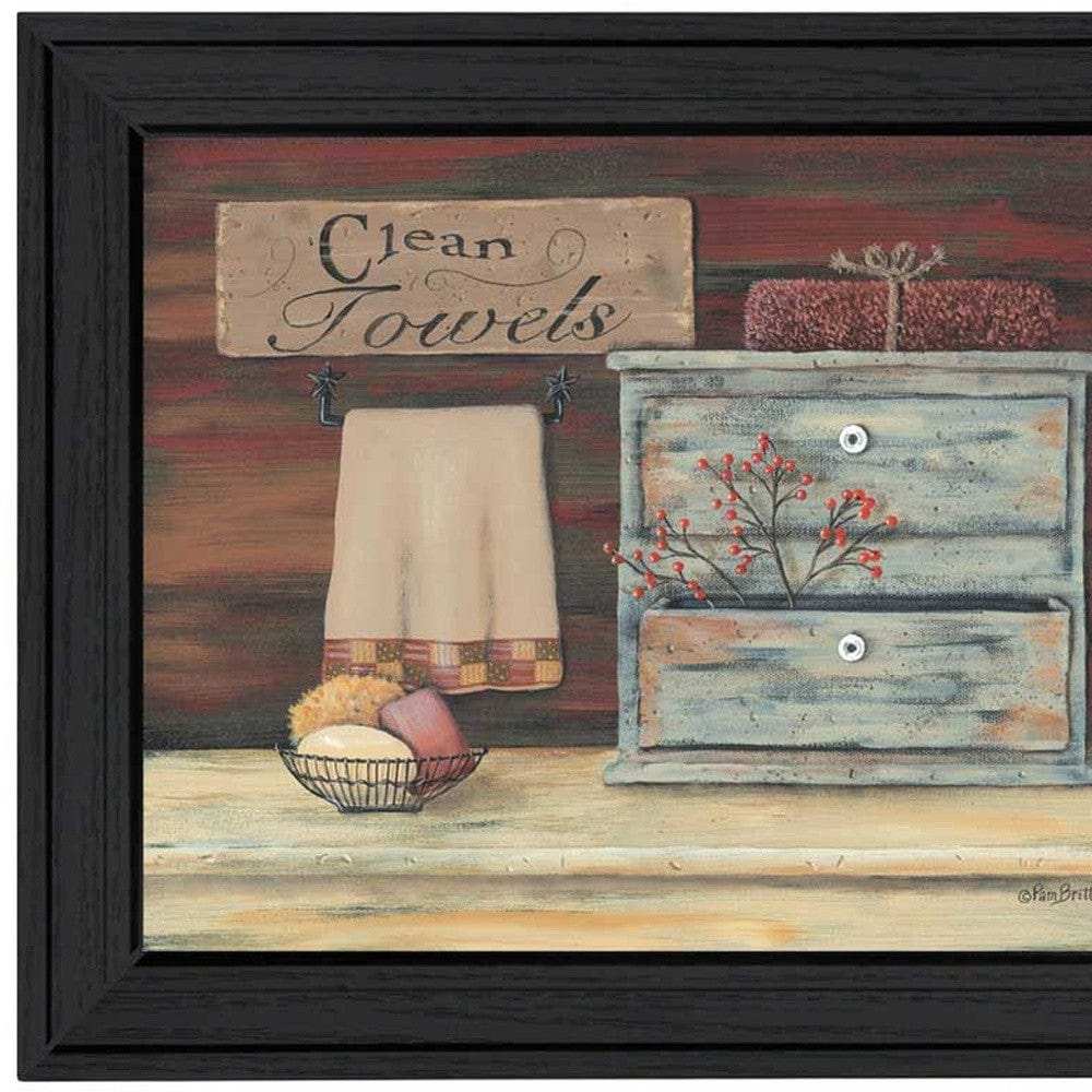 Clean Towels 1 Black Framed Print Bathroom Wall Art - Homeroots - Flyclothing LLC