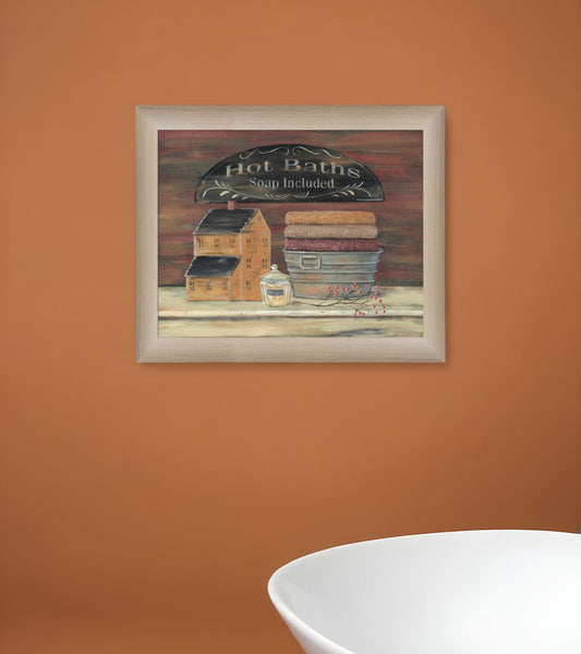 HOT BATH 5 Brown Framed Print Bathroom Wall Art - Homeroots