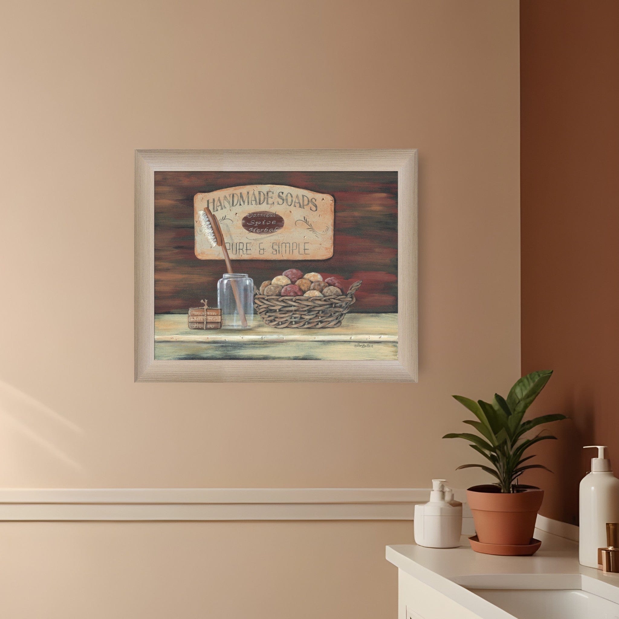 HANDMADE SOAPS 2 Brown Framed Print Bathroom Wall Art - Homeroots