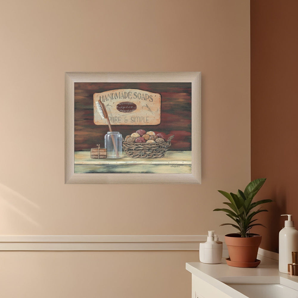 HANDMADE SOAPS 2 Brown Framed Print Bathroom Wall Art - Homeroots