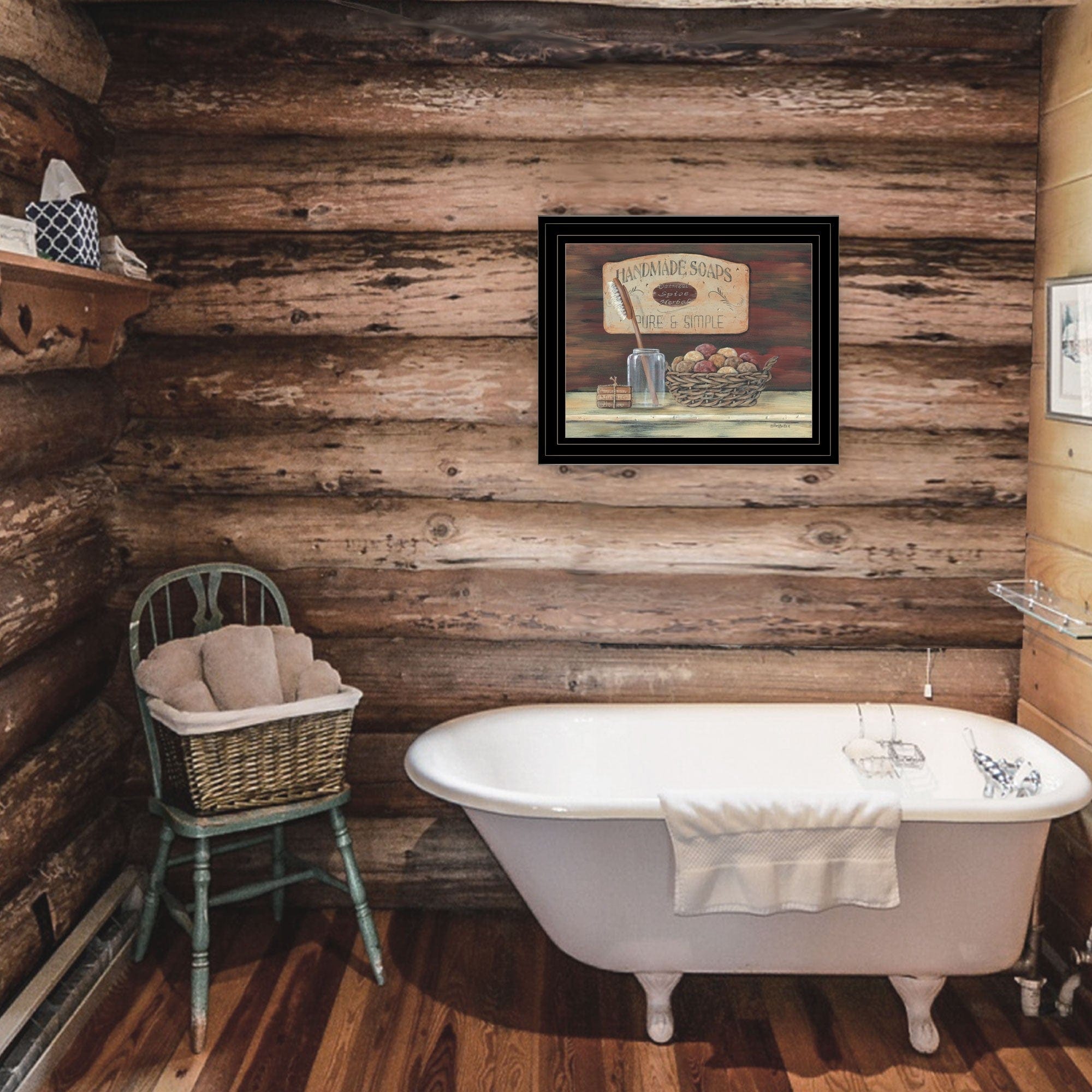 HANDMADE SOAPS 3 Black Framed Print Bathroom Wall Art - Homeroots