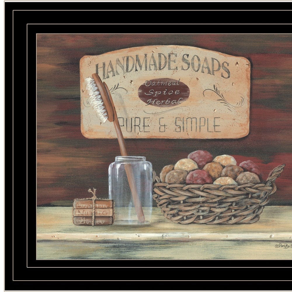 HANDMADE SOAPS 3 Black Framed Print Bathroom Wall Art - Homeroots