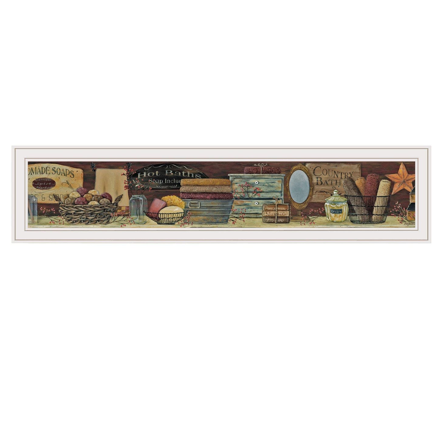 Country Bath Shelf 2 White Framed Print Bathroom Wall Art - Homeroots - Flyclothing LLC