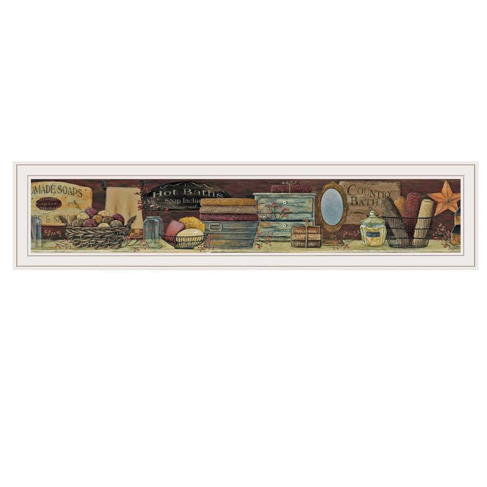 Country Bath Shelf 2 White Framed Print Bathroom Wall Art - Homeroots - Flyclothing LLC