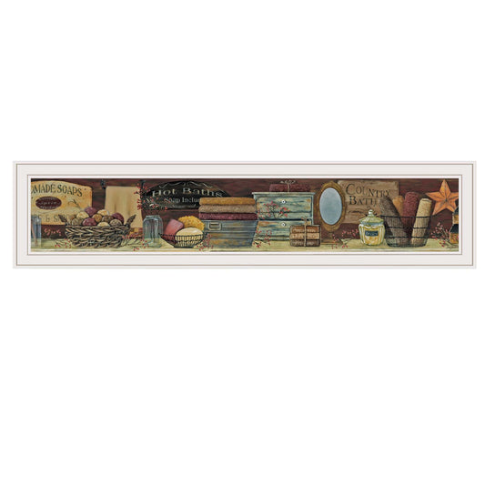 Country Bath Shelf 2 White Framed Print Bathroom Wall Art - Homeroots