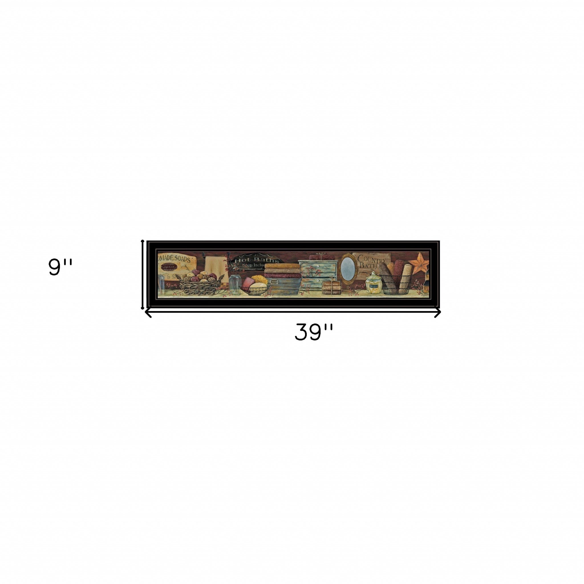 Country Bath Shelf 3 Black Framed Print Bathroom Wall Art - Homeroots