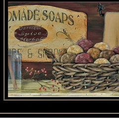 Country Bath Shelf 3 Black Framed Print Bathroom Wall Art - Homeroots