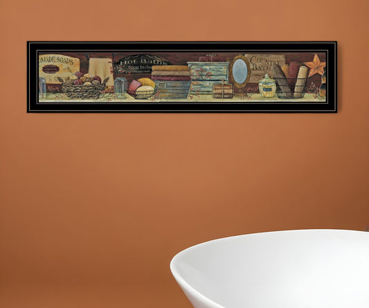 Country Bath Shelf 3 Black Framed Print Bathroom Wall Art - Homeroots