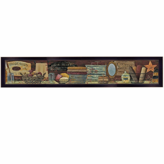 Country Bath Shelf 4 Black Framed Print Bathroom Wall Art - Homeroots