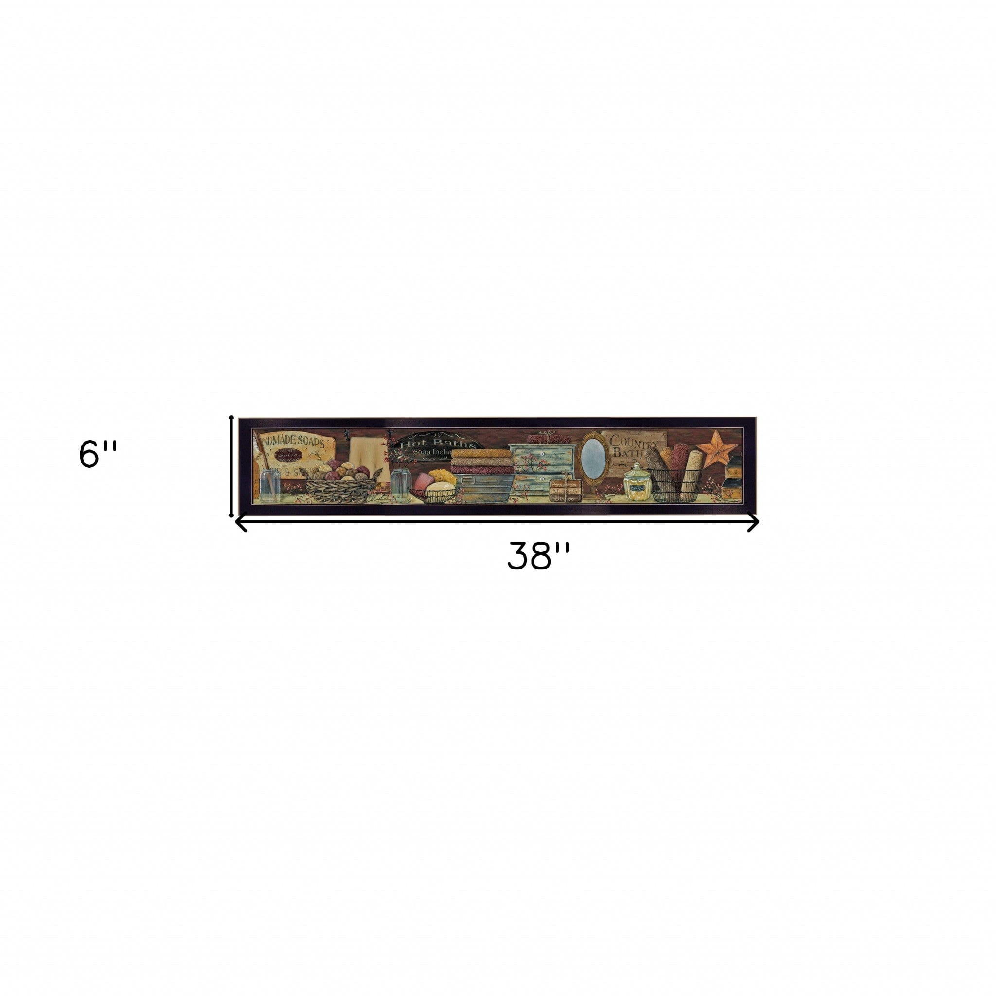 Country Bath Shelf 4 Black Framed Print Bathroom Wall Art - Homeroots