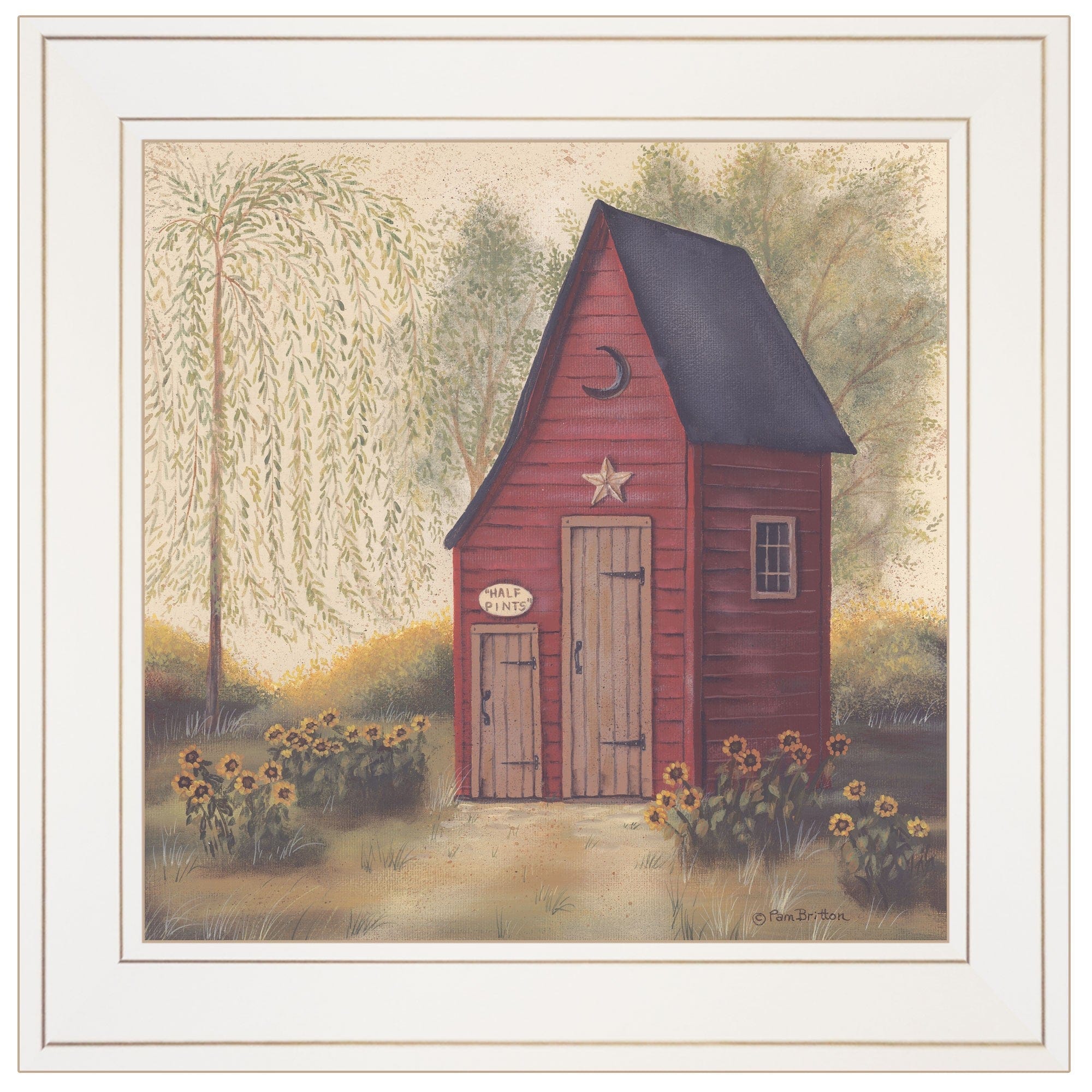Folk Art Outhouse II 1 White Framed Print Bathroom Wall Art - Homeroots