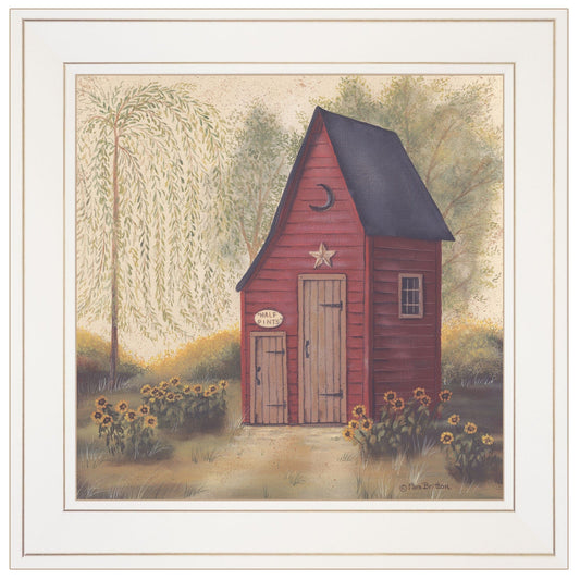 Folk Art Outhouse II 1 White Framed Print Bathroom Wall Art - Homeroots