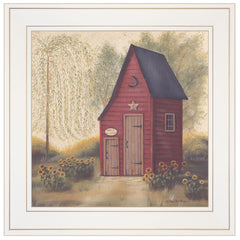 Folk Art Outhouse II 1 White Framed Print Bathroom Wall Art - Homeroots