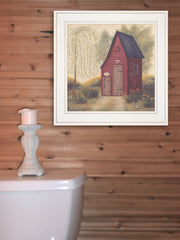 Folk Art Outhouse II 1 White Framed Print Bathroom Wall Art - Homeroots