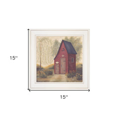 Folk Art Outhouse II 1 White Framed Print Bathroom Wall Art - Homeroots