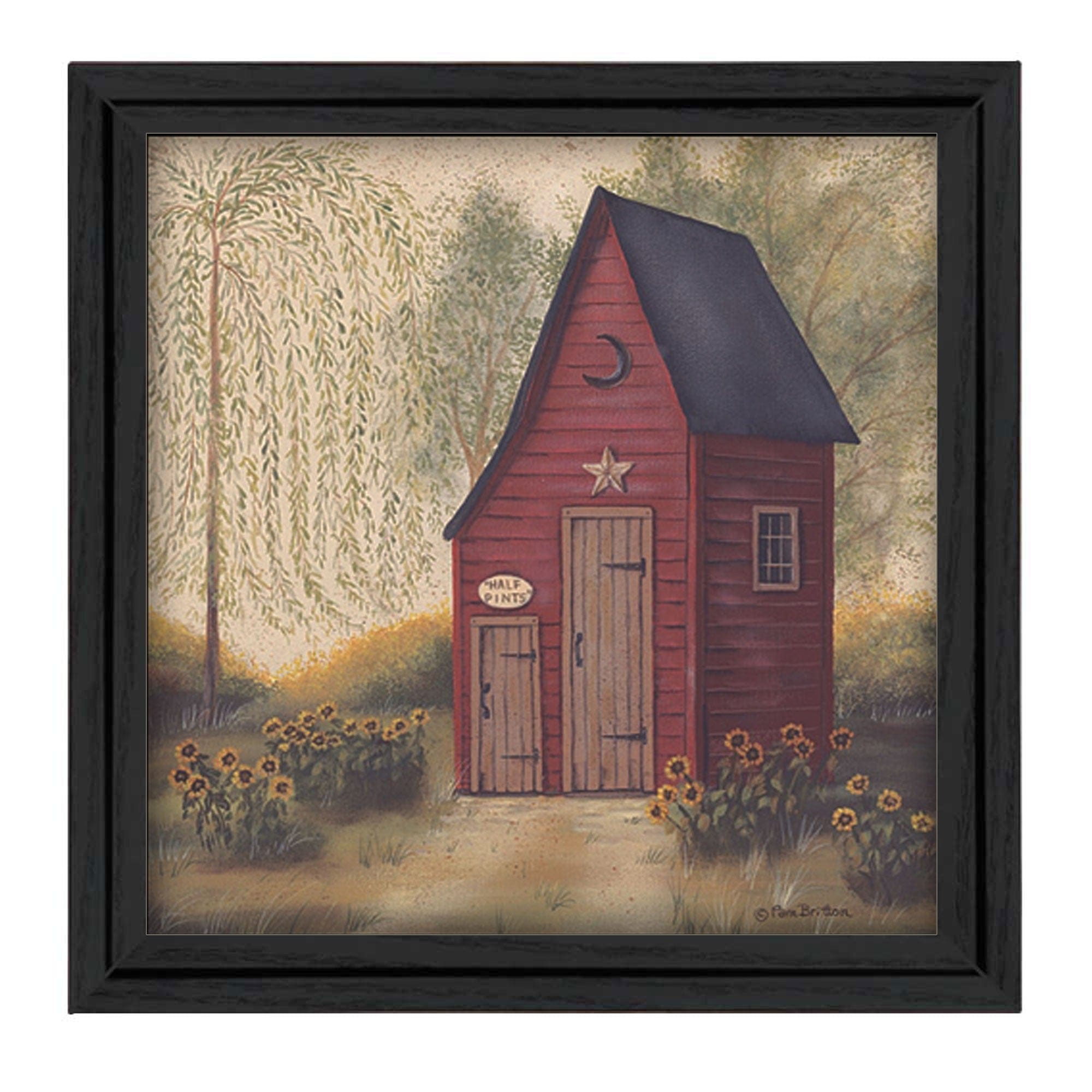 Folk Art Outhouse Black Framed Print Wall Art - Homeroots